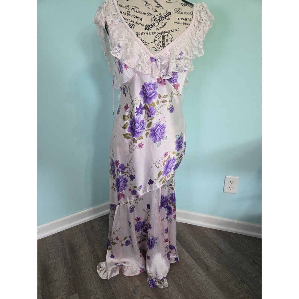 Free People Warm Hearts Midi Dress purple floral lace extra small Cottagecore